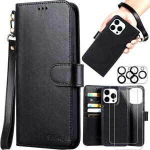 Genuine Leather iPhone 15 Pro Magnetic Gsafe Credit Card Kickstand Case+ more.